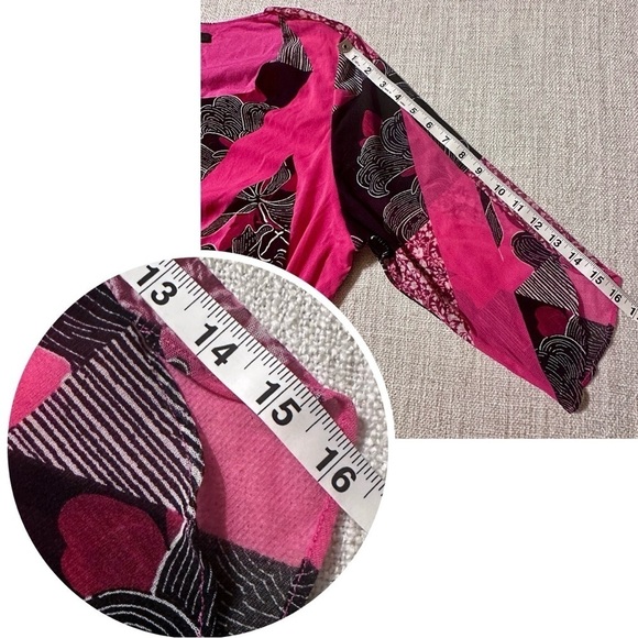 ALFANI 3/4 Sleeve Pink Black Semi-sheer Lined Tunic Blouse Floral Chiffon Top 3X - Picture 11 of 12